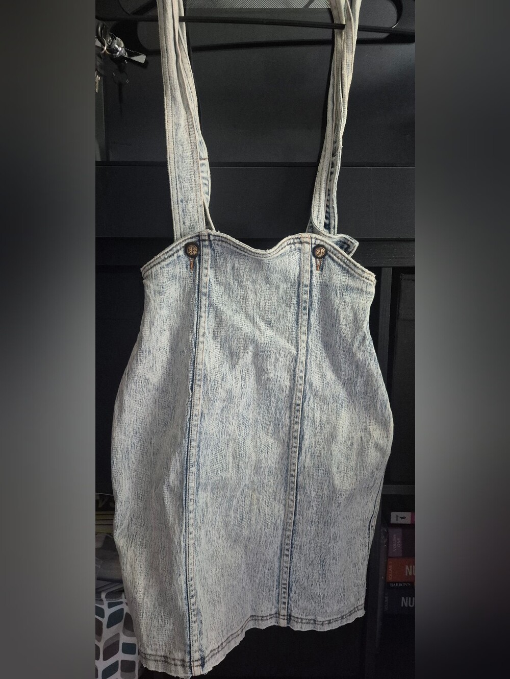 Jordache 80s Light Wash Denim Pinafore Dress Overall Skirt